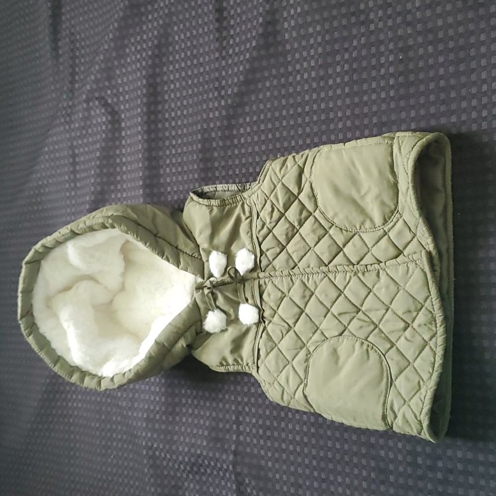 Aspen Kids, olive & white fur vest, size 18 months